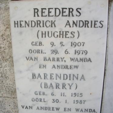 REEDERS Hendrik Andries 1907-1979 &amp; Barendina 1915-1987