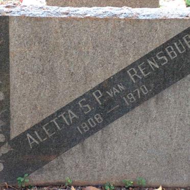 RENSBURG Aletta S.P., van 1908-1970
