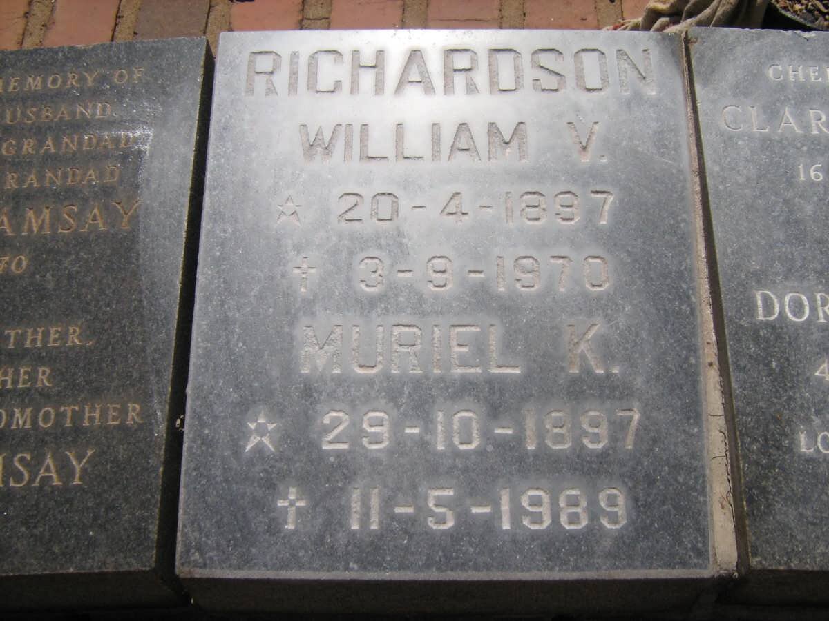 RICHARDSON William V. 1887-1970 &amp; Muriel K. 1897-1989