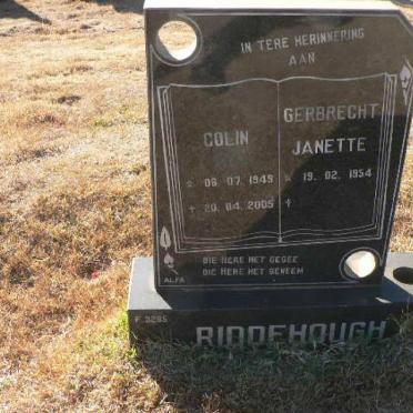RIDDEHOUGH Colin 1945-2005 &amp; Gerbrecht Janette 1954-
