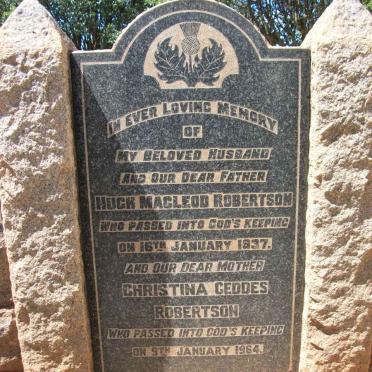 ROBERTSON Hugh Macleod -1937 &amp; Christina Geddes -1964