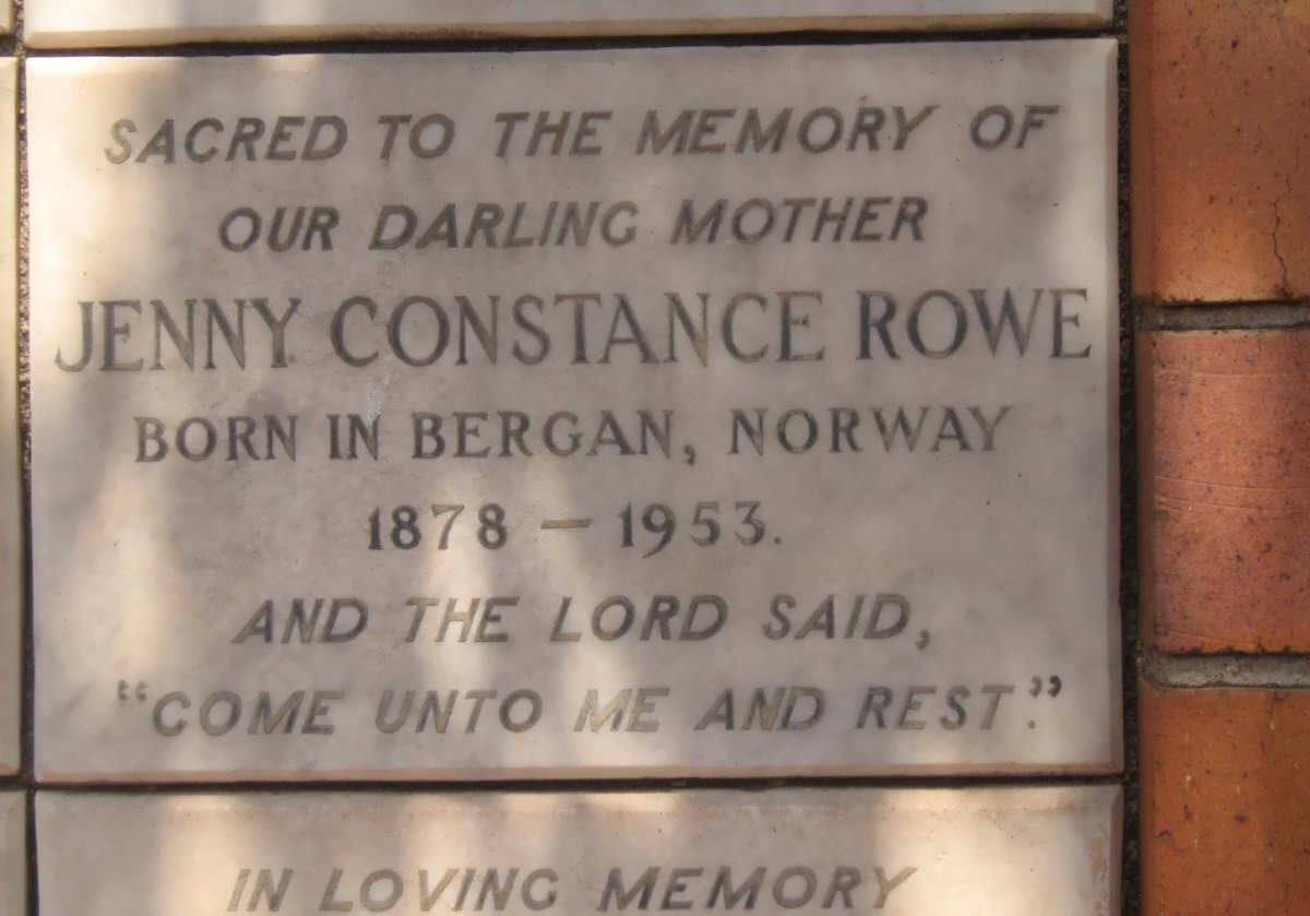 ROWE Jenny Constance 1878-1953