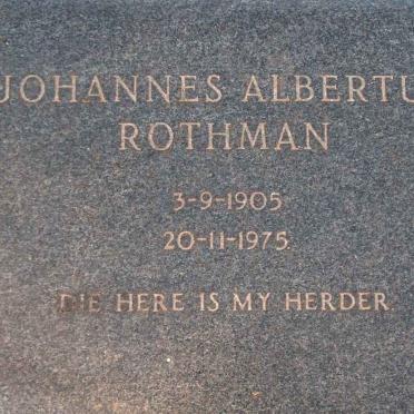 ROTHMAN Johannes Albertus 1905-1975