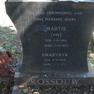 ROSSOUW Smartryk 1908-1976 &amp; Martie UYS 1914-1975