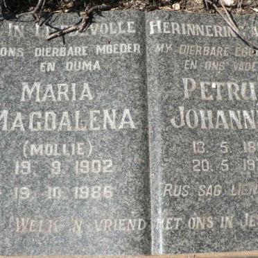 ROUX Petrus Johannes, Le 1895-1977 &amp; Maria Magdalena 1902-1986 