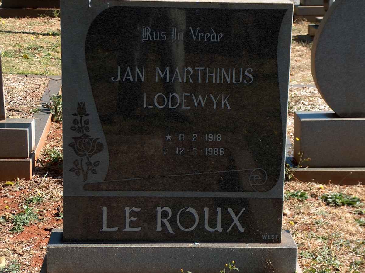 ROUX Jan Marthinus Lodewyk, le 1918-1986