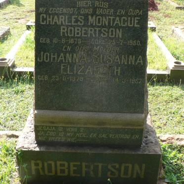 ROBERTSON Charles Montague 1879-1950 &amp; Johanna Susanna Elizabeth 1878-1957