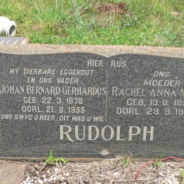 RUDOLPH Johan Bernard Gerhardus 1878-1955 &amp; Rachel Anna Maria 1896-1977