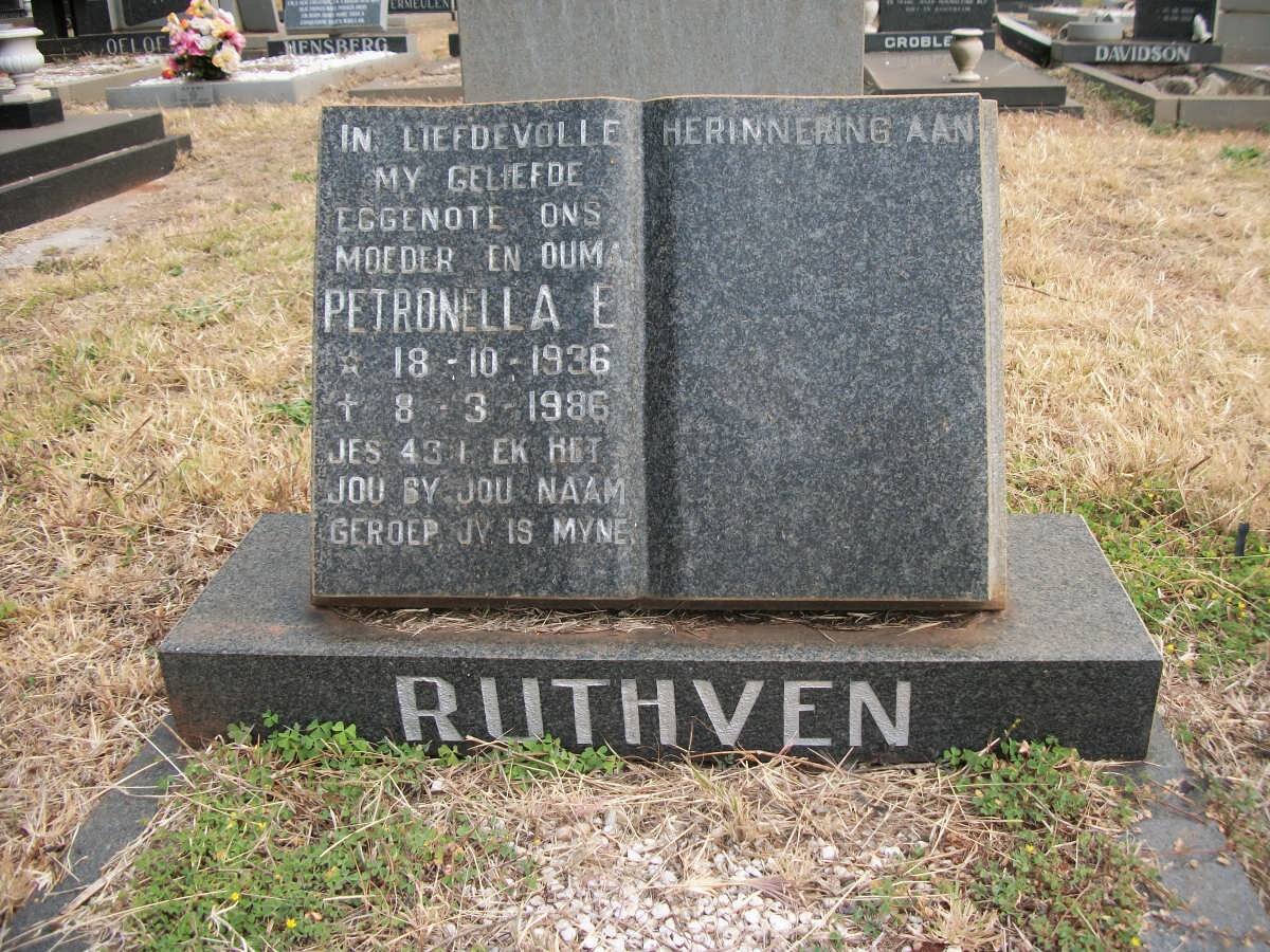 RUTHVEN Petronella E. 1936-1986