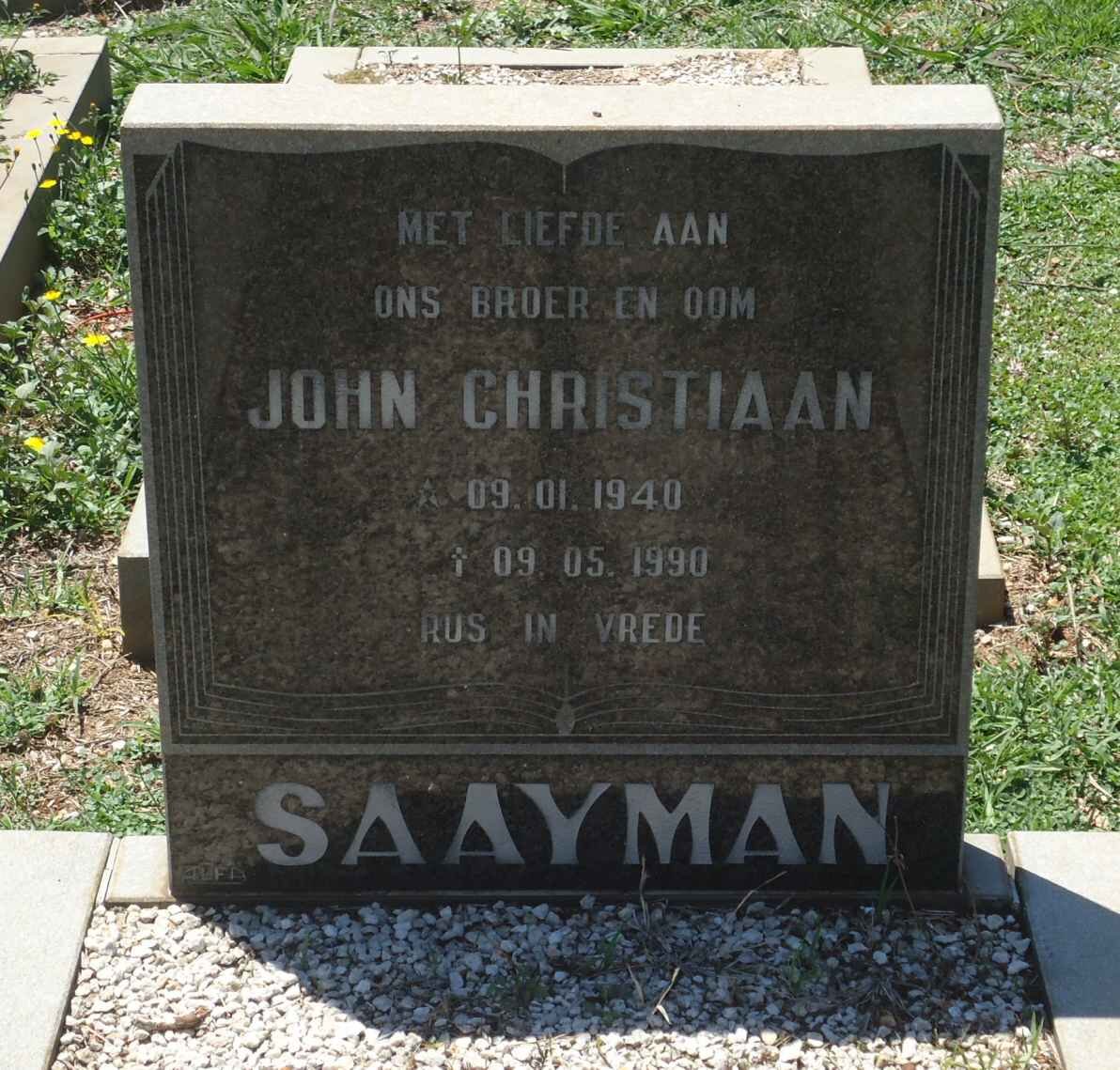 SAAYMAN John Christiaan 1940-1990