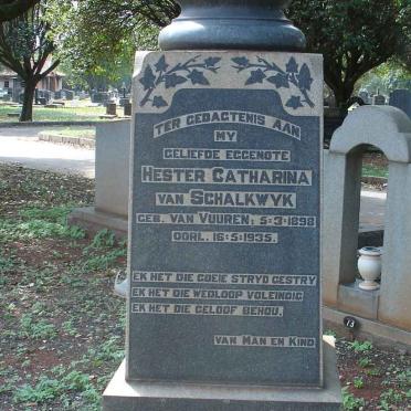 SCHALKWYK Hester Catharina, van nee VAN VUUREN 1898-1935