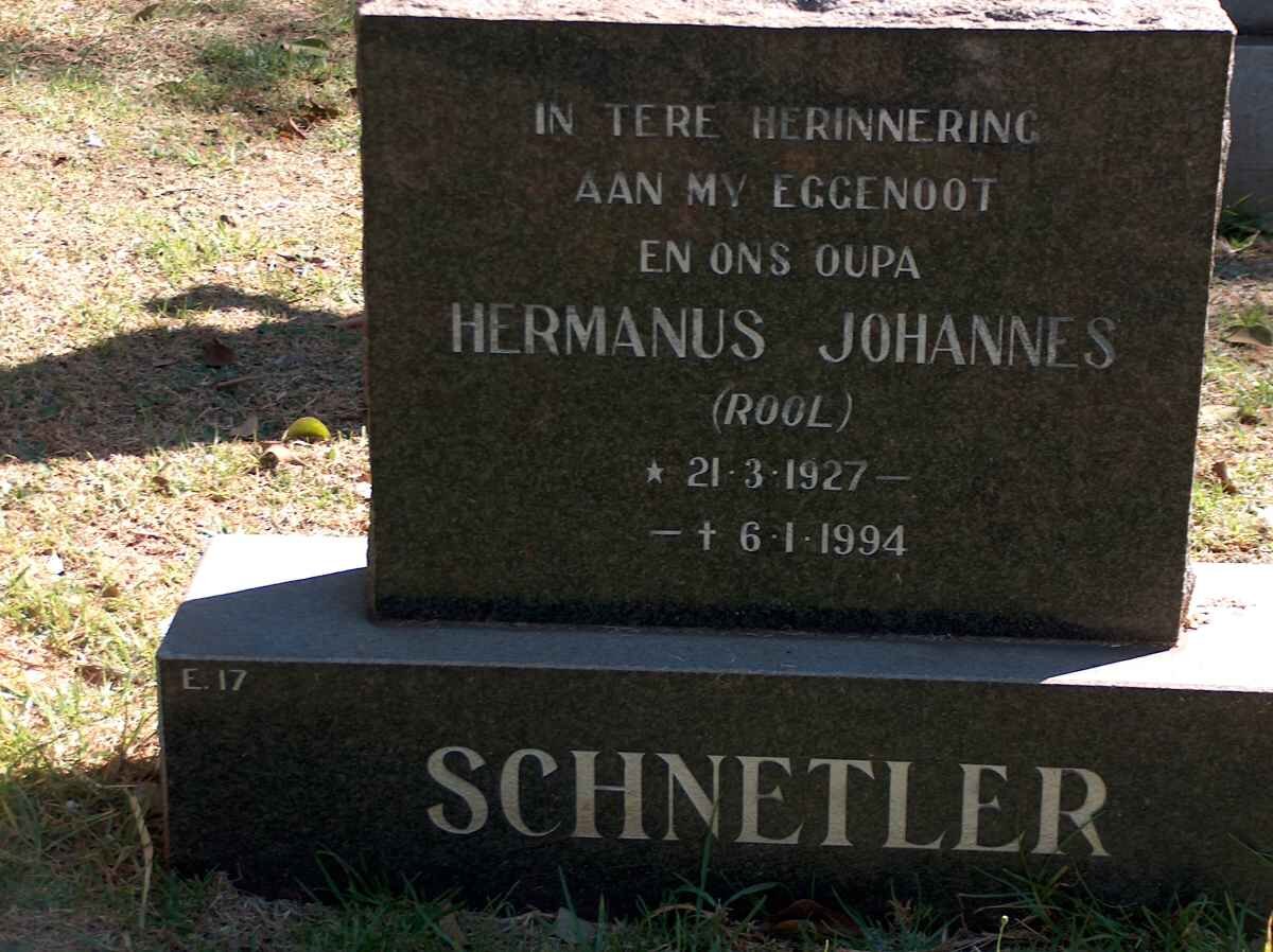SCHNETLER Hermanus Johannes 1927-1994