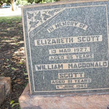 SCOTT William Macdonald -1945 &amp; Elizabeth -1927
