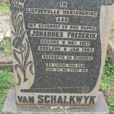 SCHALKWYK Johannes Frederik, van 1917-1953