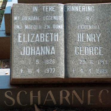 SCHARNECK Henry George 1919-1989 &amp; Elizabeth Johanna 1926-1977 