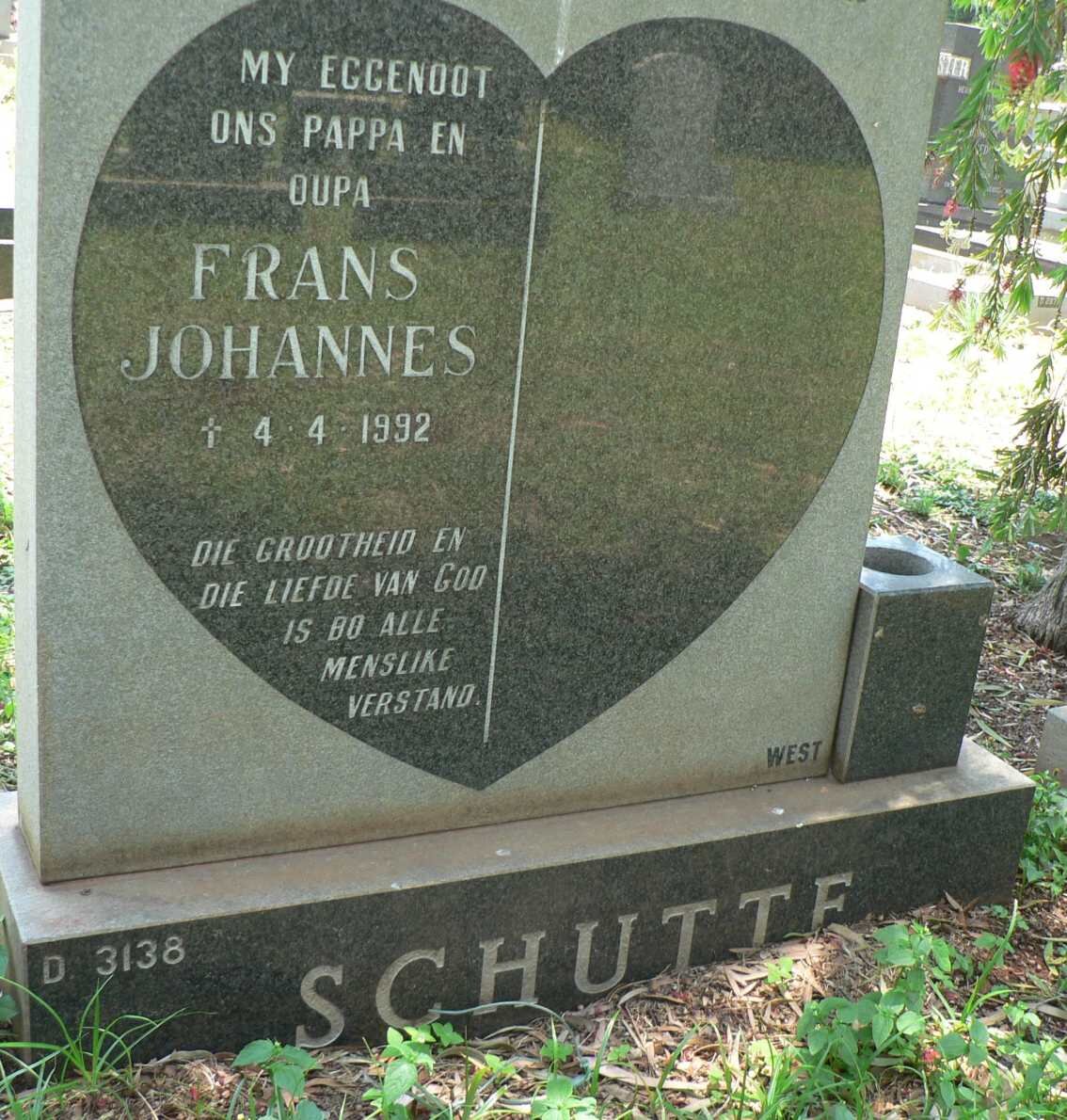 SCHUTTE Frans Johannes -1992