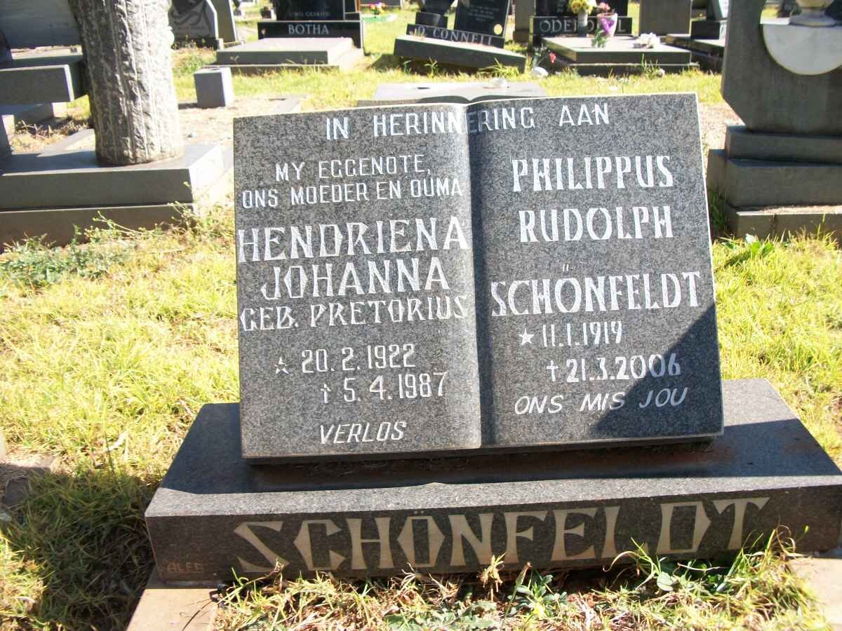 SCHONFELDT Philippus Rudolph 1919-2006 &amp; Hendriena Johanna PRETORIUS 1922-1987