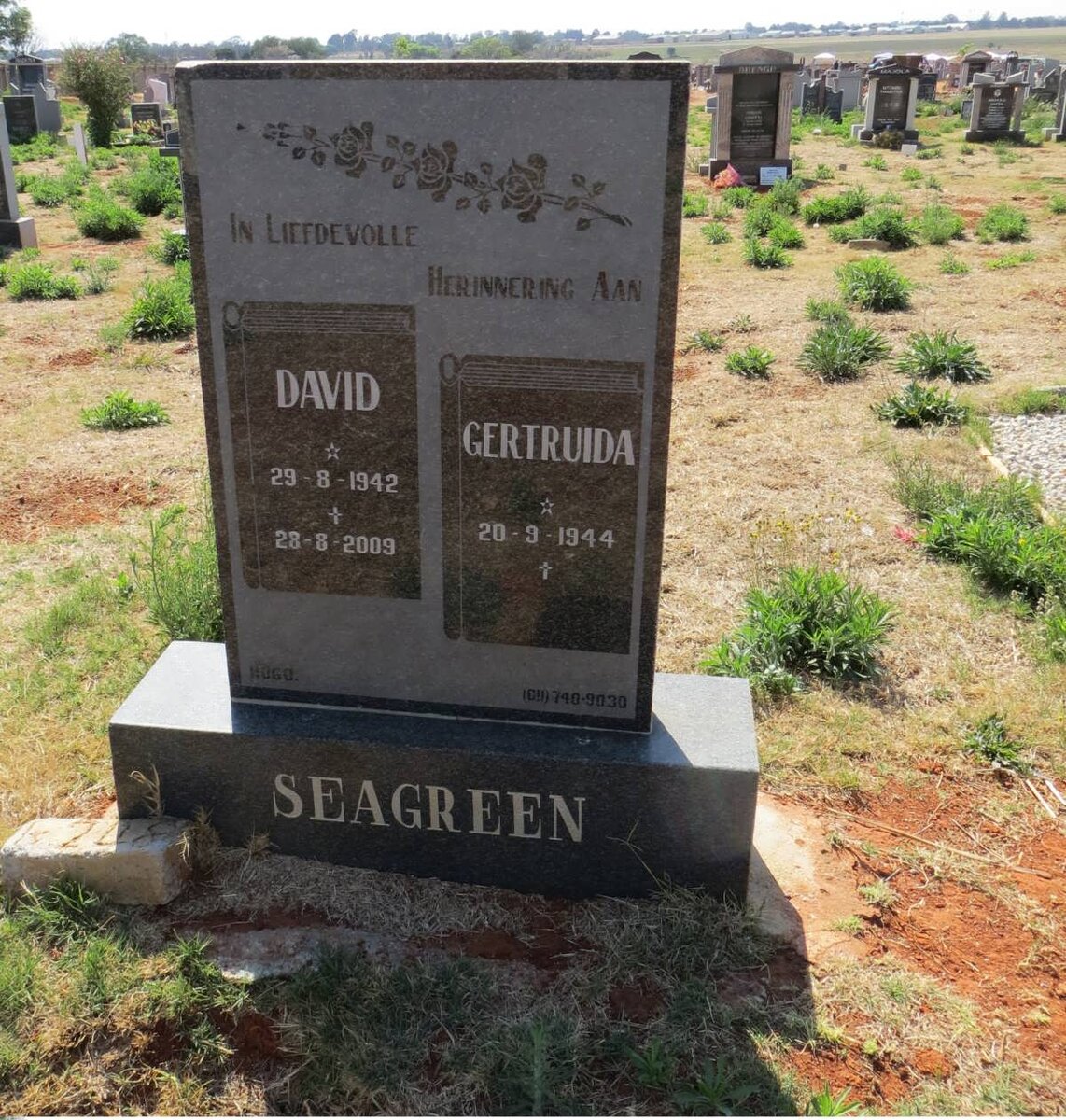 SEAGREEN David 1942-2009 &amp; Gertruida 1944-