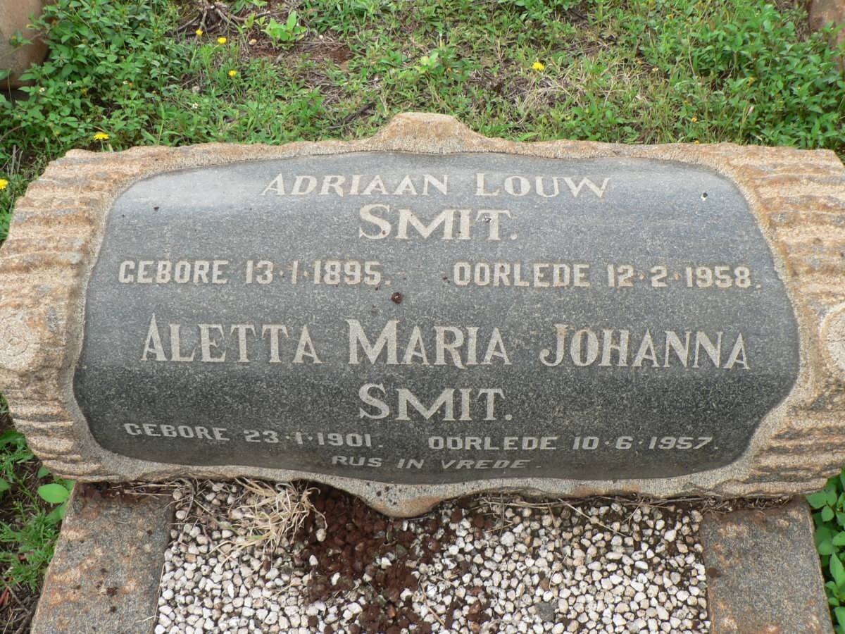 SMIT Adriaan Lou 1895-1958 &amp; Aletta Maria Johanna 1901-1957
