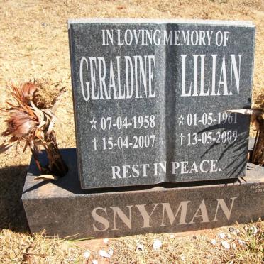 SNYMAN Geraldine 1958-2007 :: SNYMAN Lilian 1961-2009