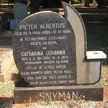 SNYMAN Pieter Albertus 1906-1970 &amp; Catharina Johanna 1911-1977