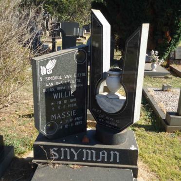 SNYMAN Willie 1918-1984 &amp; Massie 1924-19?7