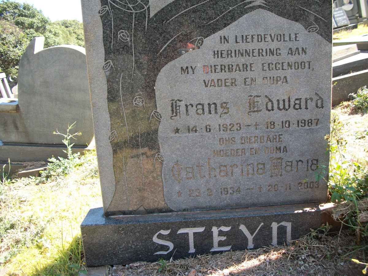 STEYN Frans Edward 1923-1987 &amp; Catharina Maria 1934-2003