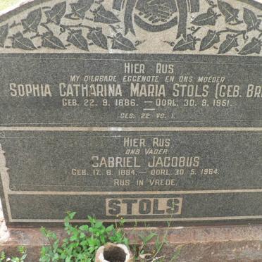 STOLS Gabriel Jacobus 1894-1964 &amp; Sophia Catharina Maria BRITS 1886-1951