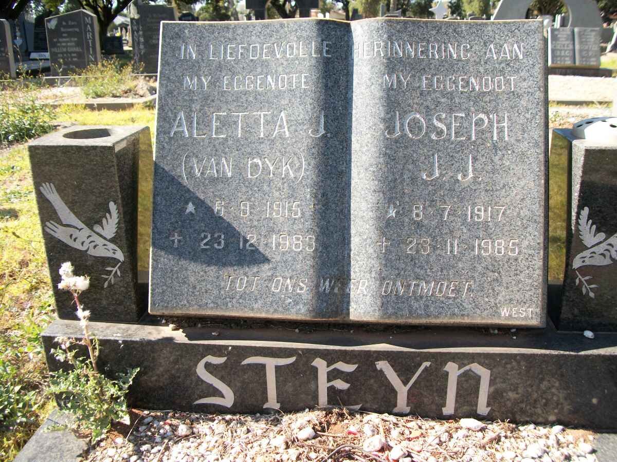 STEYN Joseph J.J. 1917-1985 &amp; Aletta J. VAN DYK 1915-1983