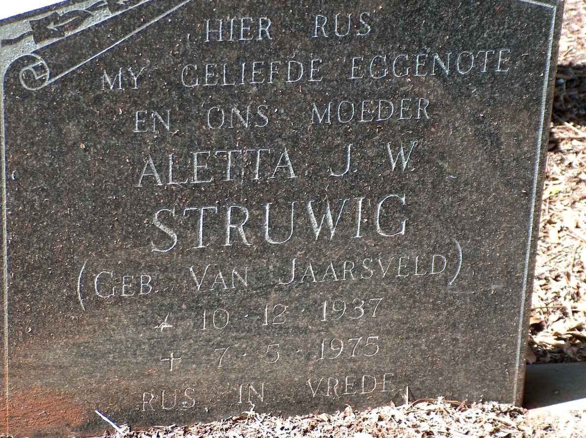 STRUWIG Aletta J.W. nee VAN JAARSVELD 1937-1975
