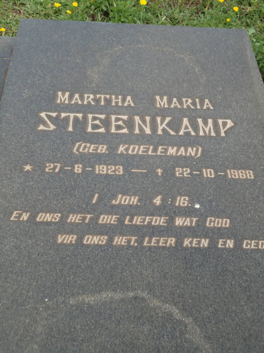 STEENKAMP Martha Maria nee KOELEMAN 1923-1968
