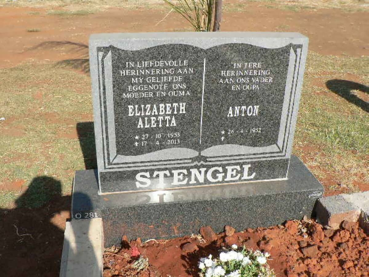 STENGEL Anton 1952- &amp; Elizabeth Aletta 1953-2013