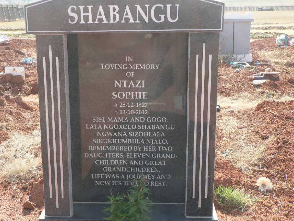 SHABANGU Ntazi  Sophie 1927-2012