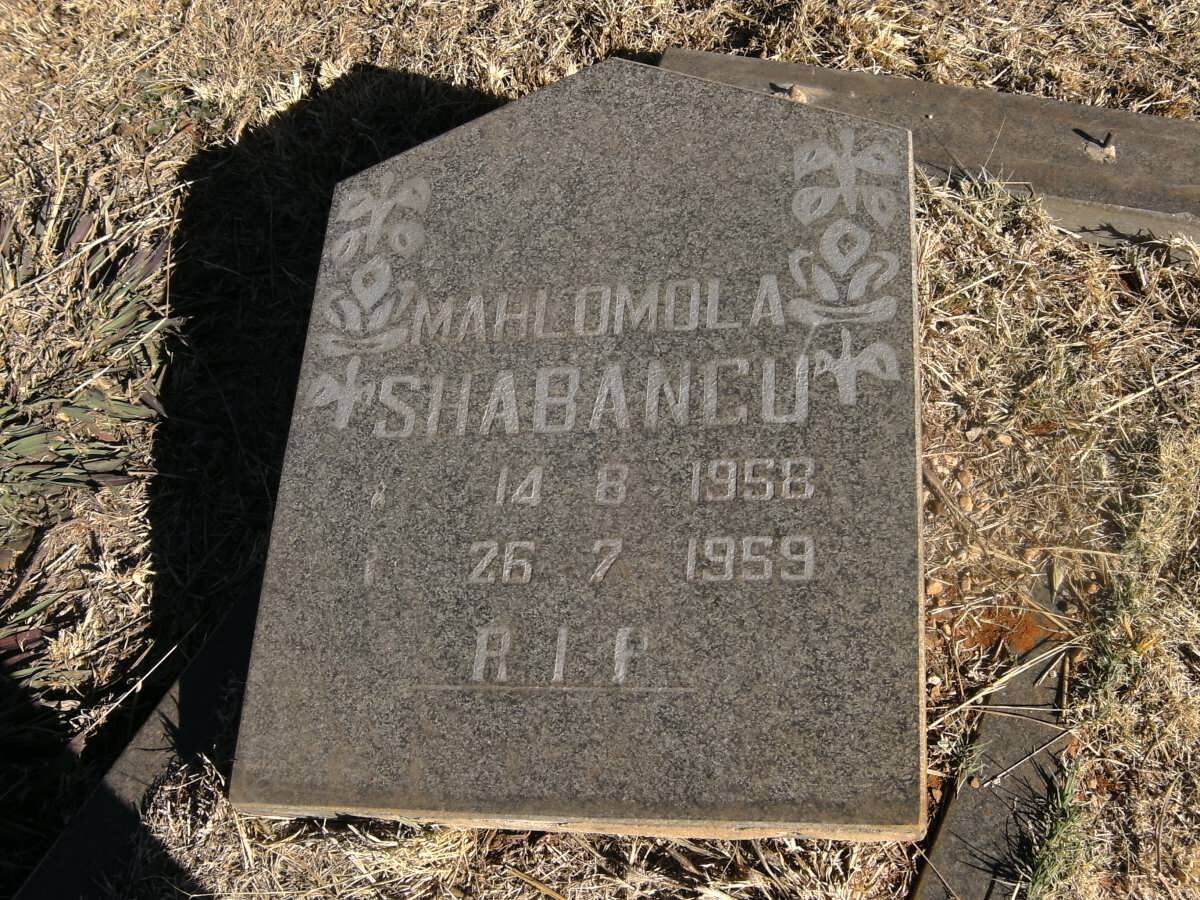 SHABANGU Mahlomola 1958-1959