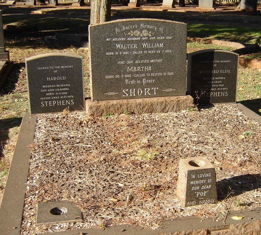 SHORT Walter William 1881-1960 &amp; Martha 1905-1986 :: STEPHENS Harold 1901-1974 &amp; Winifred Elsie 1905-1979