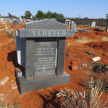 TSHELTLO Jabulani Wilkie 1946-2012