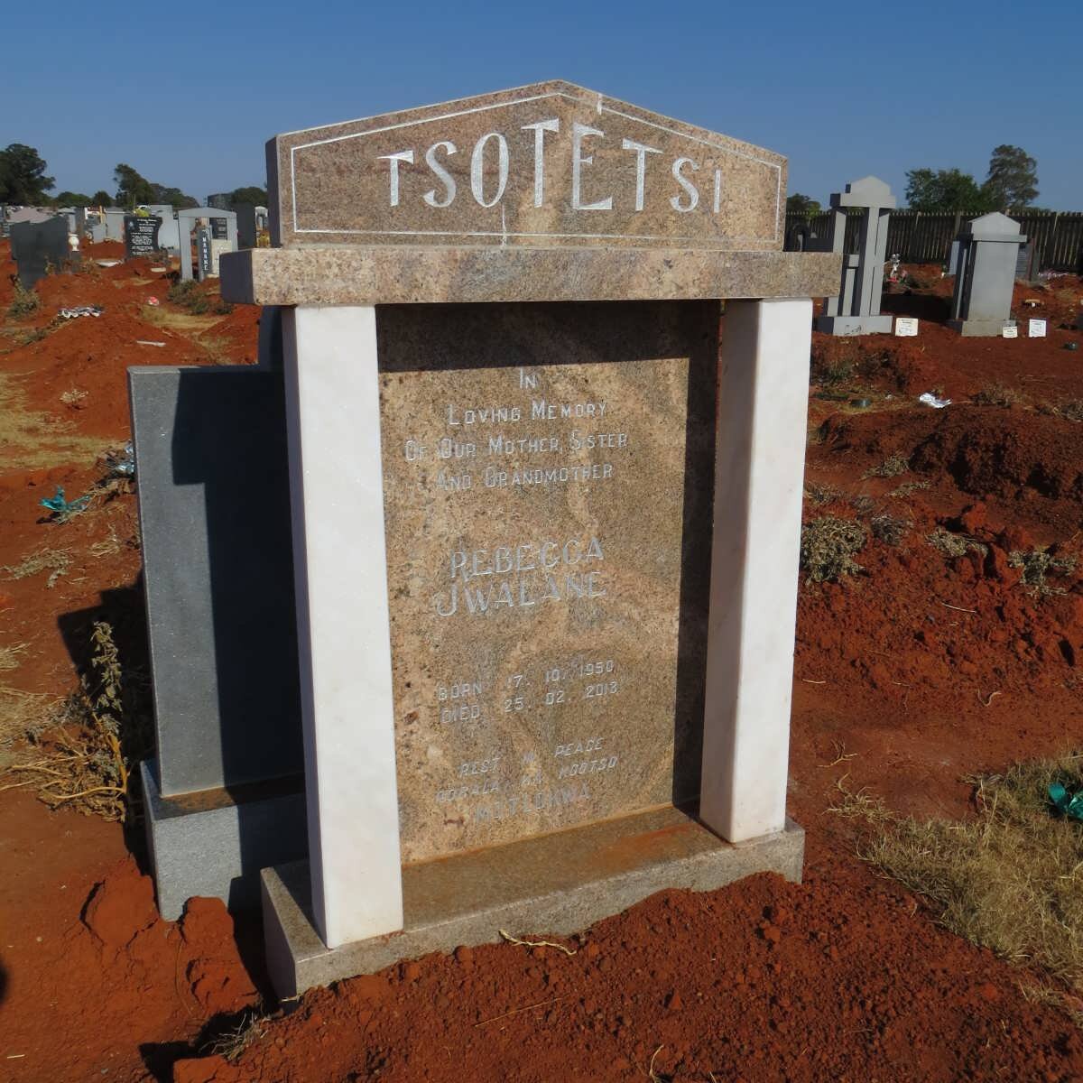 TSOTETSI Rebecca Jwalane 1950-2013