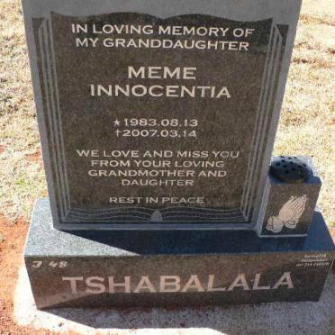 TSHABALALA Meme Innocentia 1983-2007