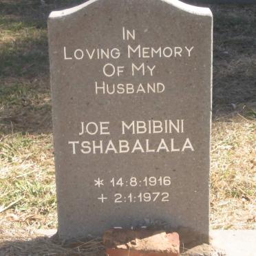 TSHABALALA Joe Mbibini 1916-1972