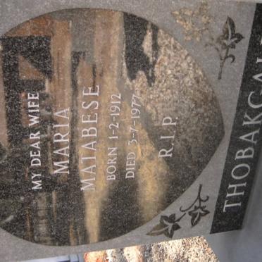 THOBAKGALE Maria Matabese 1912-1977