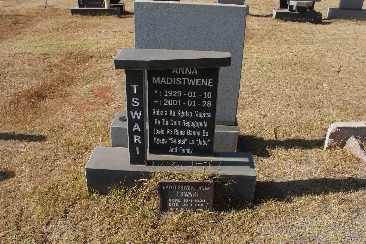 TSWARI Anna Madistwene 1929-2001