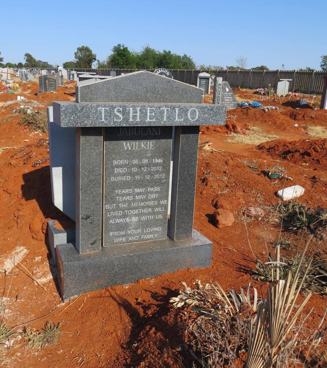 TSHELTLO Jabulani Wilkie 1946-2012