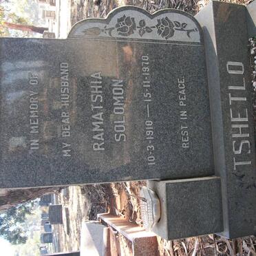 TSHETLO Ramatshia Solomon 1910-1970