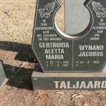 TALJAARD Wynand Jacobus 1923- &amp; Gertruida Aletta Maria 1932-1997