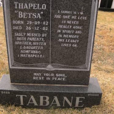 TABANE Thapelo 1982-2002