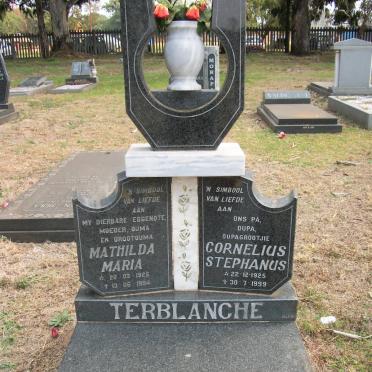 TERBLANCHE Cornelius Stephanus 1925-1999 &amp; Mathilda Maria 1925-1994