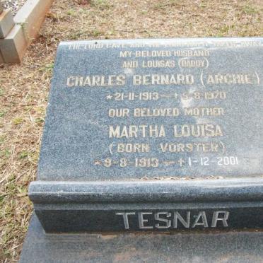 TESNAR Charles Bernard 1913-1970 &amp; Martha Louisa VORSTER 1913-2001