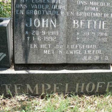 TEMPELHOFF John 1918-1992 &amp; Bettie 1914-1998
