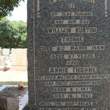 THORNE William Burton -1944 &amp; Annie 1877-1967