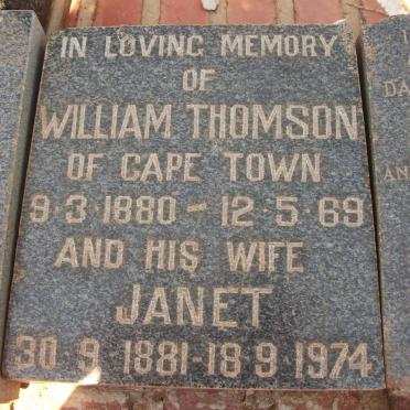 THOMSON William 1880-1969 &amp; Janet 1881-1974